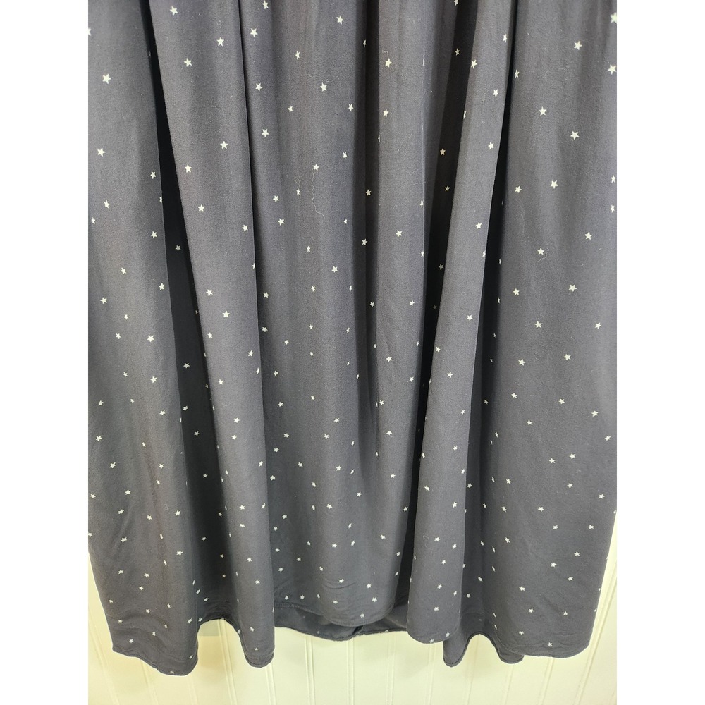 Madewell Star Print Midi Dress Navy Blue Long Sleeve Empire Waist Viscose Sz 14 - Picture 5 of 10